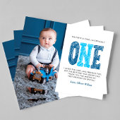 Navy & Blue 1st Birthday Hartelijk dank Briefkaart