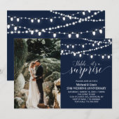 Navy Blue 25th Photo Wedding Jubileum Kaart (Voorkant / Achterkant)