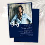 Navy Blue 30th Birthday Photo Invitation<br><div class="desc">Photo minimaliste marine moderne bleu et blanc 30e anniversaire invitation pour une fête d'anniversaire amusante. L'âge peut être changé. Cette invitation est simple et élégante, adulte jalon d'anniversaire invitation pour les hommes et les femmes. La couleur bleu marine et blanche arrière - plan peut être changée en n'importe quelle couleur...</div>