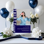 Navy Blue 34th Birthday Photo Invitation
