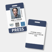 Navy Blue 3 Logos Press ID Badge (Voor- en achterkant)