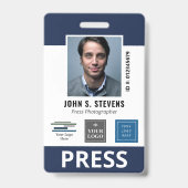 Navy Blue 3 Logos Press ID Badge (Voorkant)