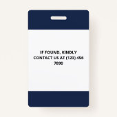 Navy Blue 3 Logos Press ID Badge (Achterkant)