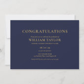 Navy Blue 3 Photo Gold Graduation Party Invitation (Dos)