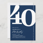 Navy Blue 40ste verjaardag uitnodigingen (Voorkant)