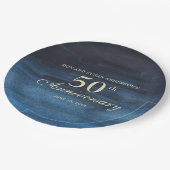 Navy Blue 50th Wedding Jubileum Papieren Bordje (Gekanteld)
