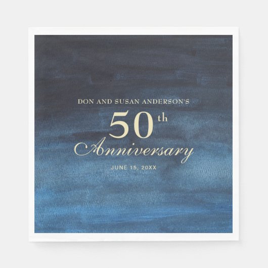 Navy Blue 50th Wedding Jubileum Servet (Voorkant)