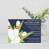 Navy Blue 7-10 Split Bowling Birthday Party Kaart (Staand voorkant)