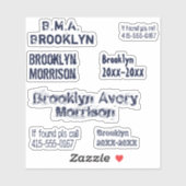 Navy Blue 7 Aangepast Teksten met naam Cool Decal  Sticker (Vel)