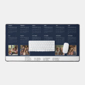 Navy Blue aangepaste naam fotocollage 2024 kalende Bureaumat (Keyboard & Muis)