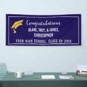 Navy Blue Aangepaste Namen Afstuderen Banner (Beurs)