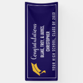 Navy Blue Aangepaste Namen Afstuderen Banner (Verticaal)