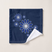 Navy Blue Abstract Floral Bad Handdoek (Wasdoekje)