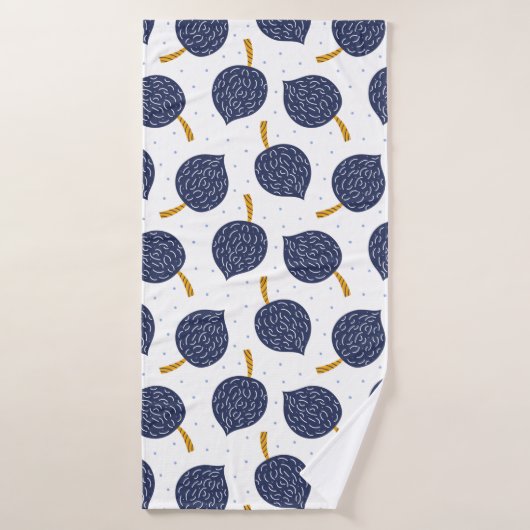 Navy Blue Abstract Flying Bomb Fruit Pattern Badhanddoek (Badhanddoek)