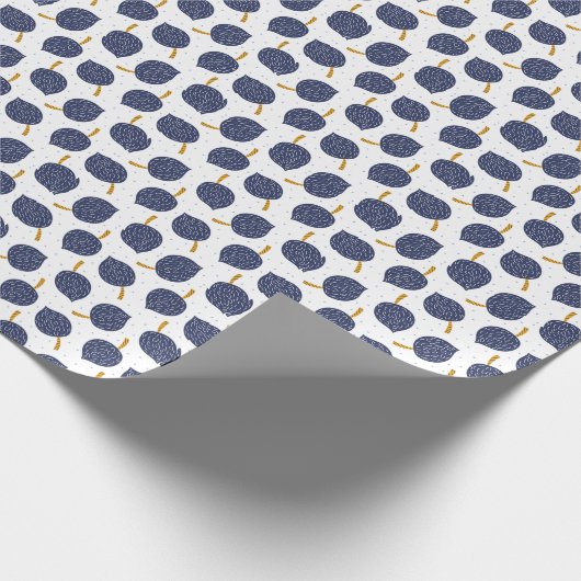 Navy Blue Abstract Flying Bomb Fruit Pattern Cadeaupapier (Hoek)