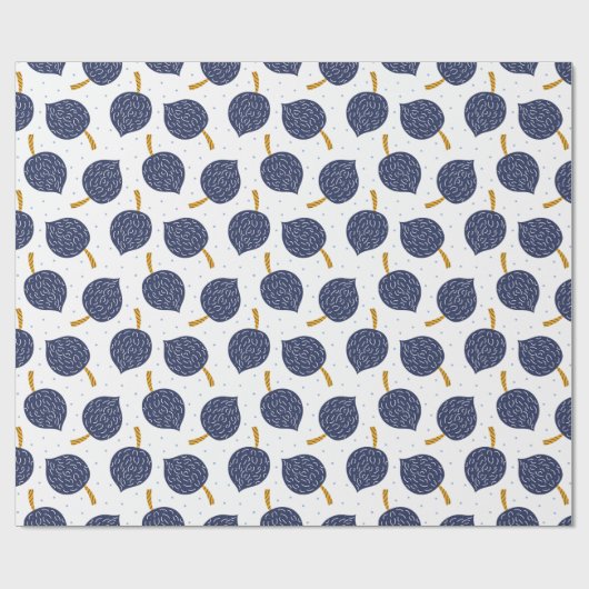 Navy Blue Abstract Flying Bomb Fruit Pattern Cadeaupapier (Vlak)