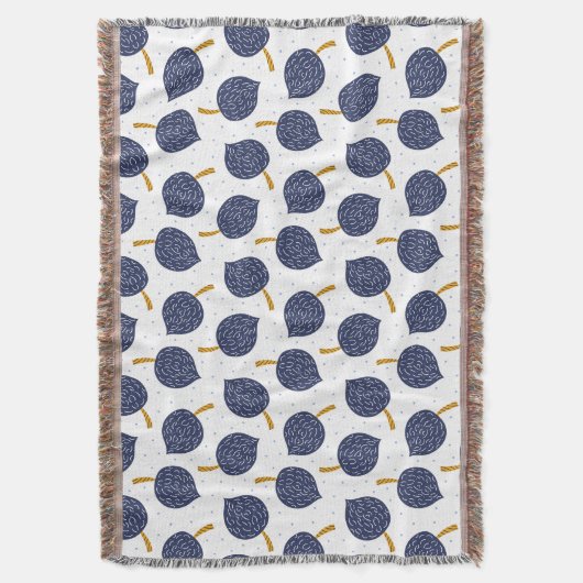 Navy Blue Abstract Flying Bomb Fruit Pattern Deken (Voorkant Verticaal)