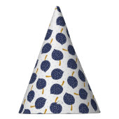 Navy Blue Abstract Flying Bomb Fruit Pattern Feesthoedjes (Rechts)