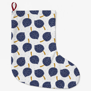 Navy Blue Abstract Flying Bomb Fruit Pattern Grote Kerstsok