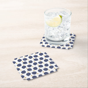 Navy Blue Abstract Flying Bomb Fruit Pattern Kartonnen Onderzetters