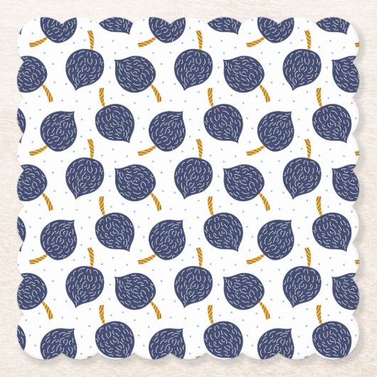 Navy Blue Abstract Flying Bomb Fruit Pattern Kartonnen Onderzetters (Voorkant)