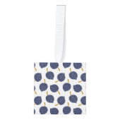 Navy Blue Abstract Flying Bomb Fruit Pattern Kubus Ornament (Voorkant)