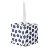 Navy Blue Abstract Flying Bomb Fruit Pattern Kubus Ornament (Achter hoekig)