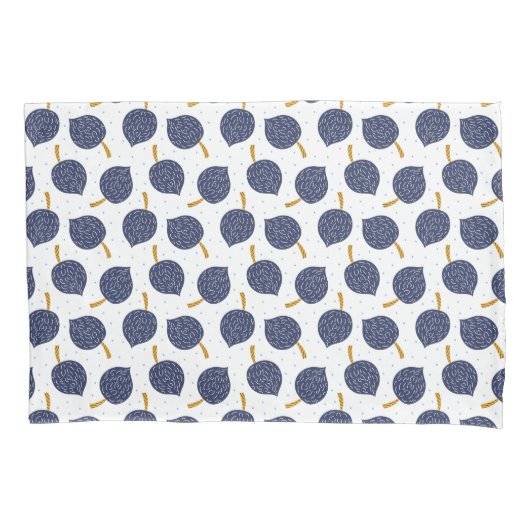 Navy Blue Abstract Flying Bomb Fruit Pattern Kussensloop (Voorkant)