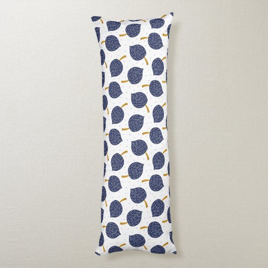 Navy Blue Abstract Flying Bomb Fruit Pattern Lichaamskussen (Achterkant (Verticaal))