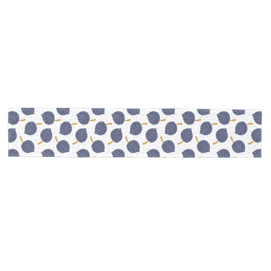 Navy Blue Abstract Flying Bomb Fruit Pattern Medium Tafelloper (Horizontaal)