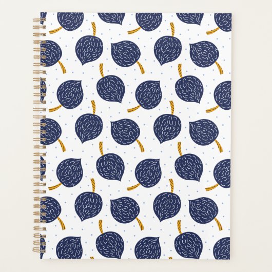 Navy Blue Abstract Flying Bomb Fruit Pattern Planner (Voorkant)