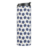 Navy Blue Abstract Flying Bomb Fruit Pattern Thermosbeker (Gedraaid links)
