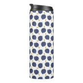 Navy Blue Abstract Flying Bomb Fruit Pattern Thermosbeker (Geroteerd rechts)