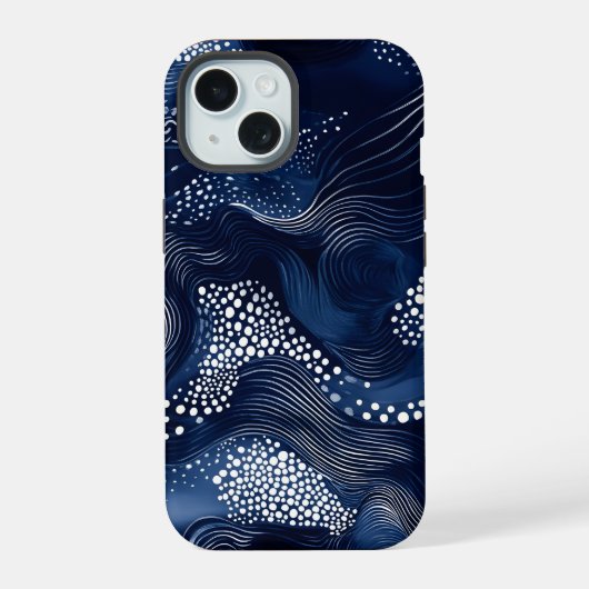 Navy Blue Abstract iPhone 15 Hoesje (Achterkant)