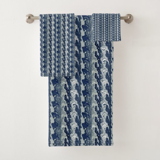Navy Blue Abstract Pattern Bad Handdoek (Insitu)
