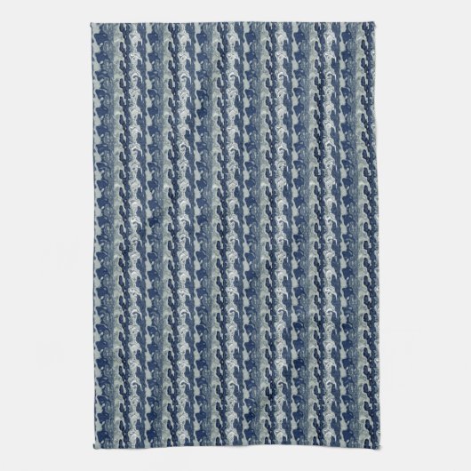 Navy Blue Abstract Pattern Theedoek (Verticaal)