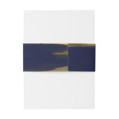 Navy Blue Abstracte Waterverf vergulde bruiloft Uitnodigingen Wikkel (Achterkant Voorbeeld)