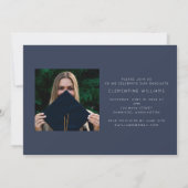 Navy Blue Afstudeerder Block Modern Photo Afstuder Kaart (Achterkant)