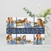 Navy Blue Afstuderen 6 Afstuderen voor fotocollage Aankondiging (Staand voorkant)