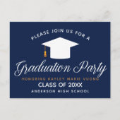Navy Blue Afstuderen Chic Modern 2023 Custom Party Briefkaart (Voorkant)