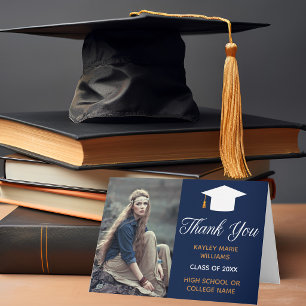 Navy Blue Afstuderen Foto 2025 Classic Afstuderen Bedankkaart