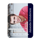 Navy Blue Afstuderen Fotoaankondiging Magnet Magneet (Verticaal)