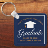 Navy Blue Afstuderen Gift Custom Afstuderen Sleutelhanger (Voorkant)