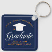 Navy Blue Afstuderen Gift Custom Afstuderen Sleutelhanger (Achterkant)