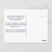 Navy Blue Afstuderen Modern Afstuderen aankondigin Briefkaart (Achterkant)