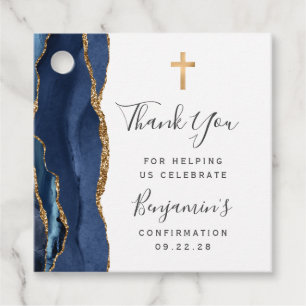 Navy Blue Agaat bevestiging Dank u Bedankjes Labels