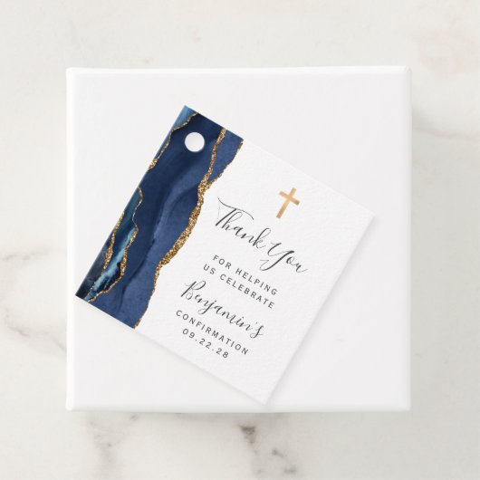 Navy Blue Agaat bevestiging Dank u Bedankjes Labels (In situ)
