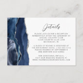 Navy Blue Agaat Silver Wedding Details Informatiekaartje (Voorkant)