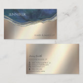 Navy blue agate geode chic Gold metallic Visitekaartje (Voorkant / Achterkant)