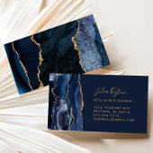 Navy Blue Agate Geode Gold Glitter Real Estate Visitekaartje